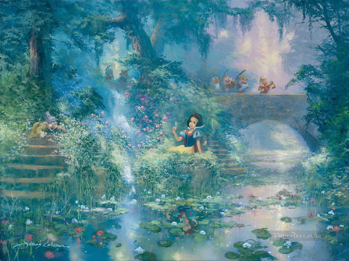 snow white Picking Flowers James Coleman Disney cartoon for kids Oil Paintings